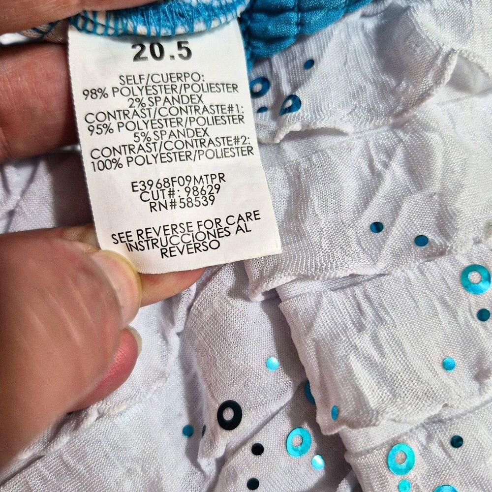 Y2K Speechless L Coastal Blue White Sequin Ruffle Dress Shrug Midi Party Dress - Picture 8 of 9